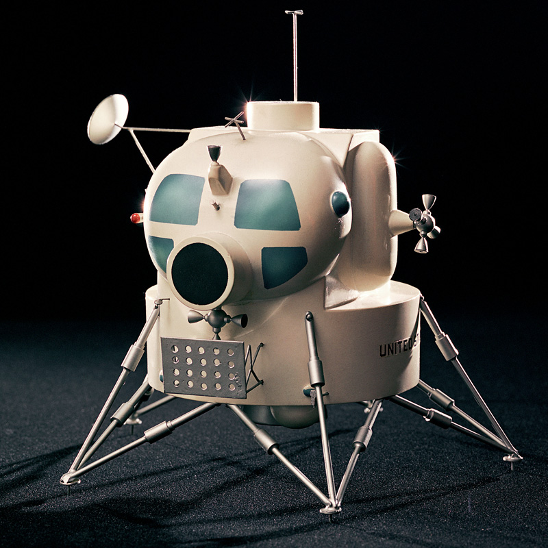 Scale model of the 1962 version of Grumman's Apollo Lunar Excursion Module.
                <br />
                Photo Credit: LIFE magazine, March 14, 1969, Time & Life Pictures © 1969