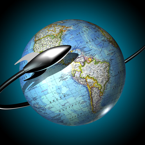 Thumbnail image: Globe and Rocket by Dave Ginsberg