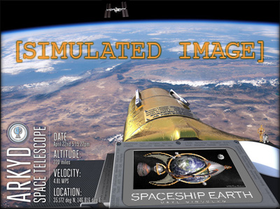 Simulated image of Spaceship Earth by Dave Ginsberg in space